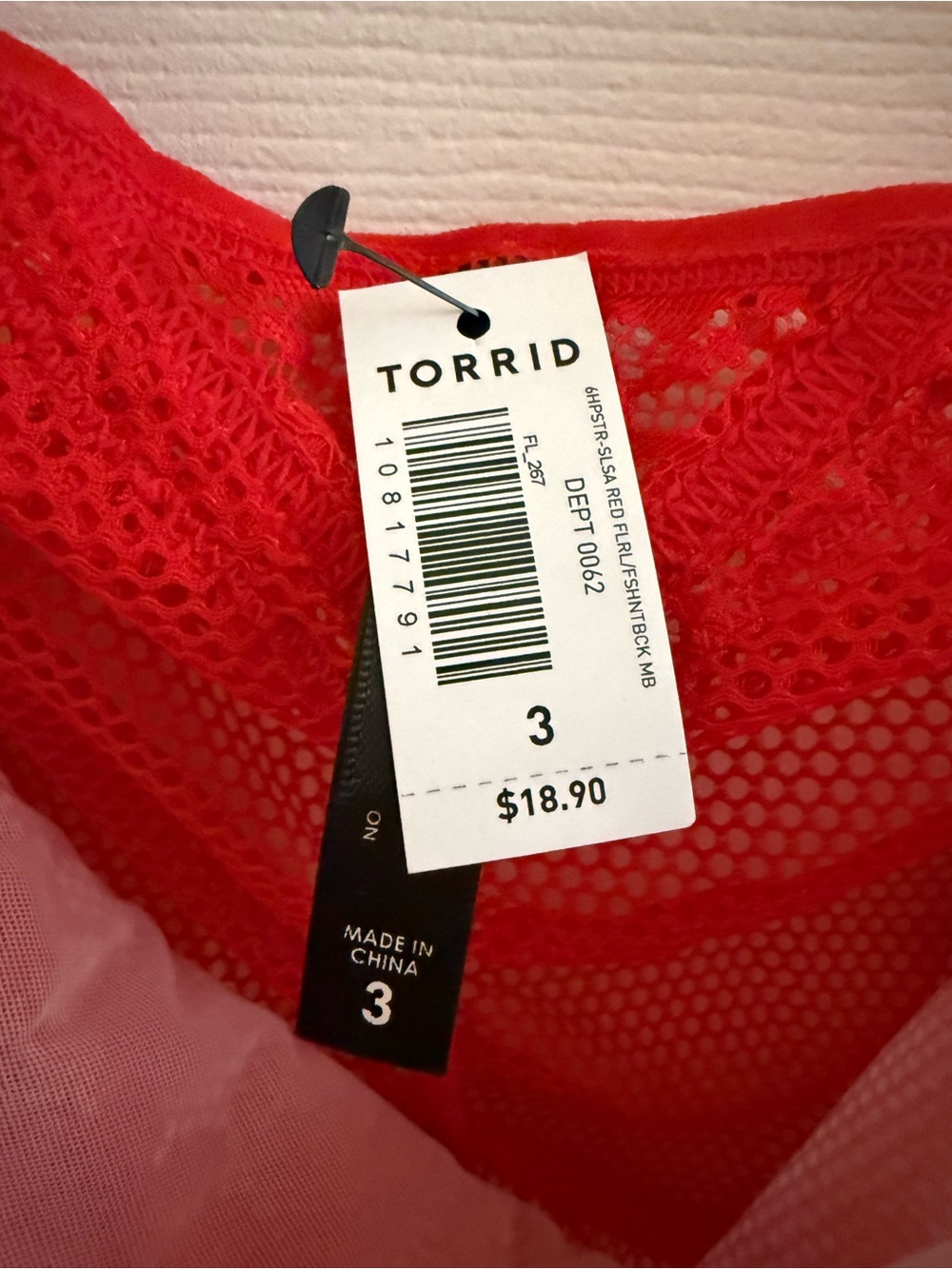 NWT torrid 3/4 red mesh/lace skirt and matching mesh/lace hipster panty set - Picture 10 of 10